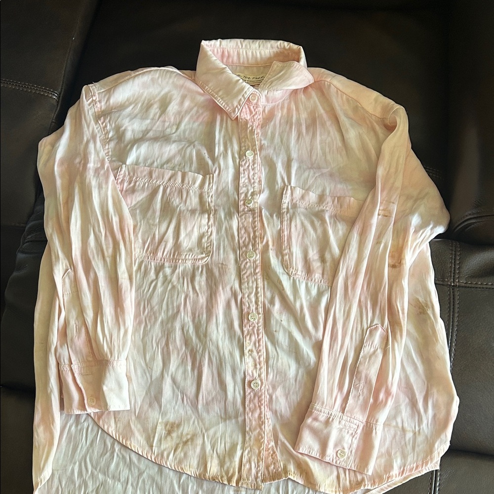 We The Free Light Pink Button-Down Blouse